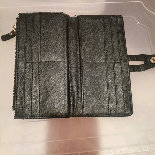 Women's wallet used, black faux leather