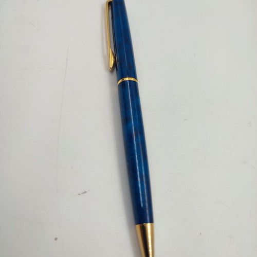 Waterman Paris Ballpoint Pen Blue Marble with Gold Trim and Box