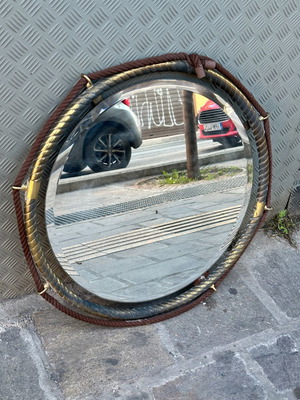 Ναυτικός καθρέφτης μεταχειρισμένος, στρογγυλός μπρούτζινος, διάμετρος 72
