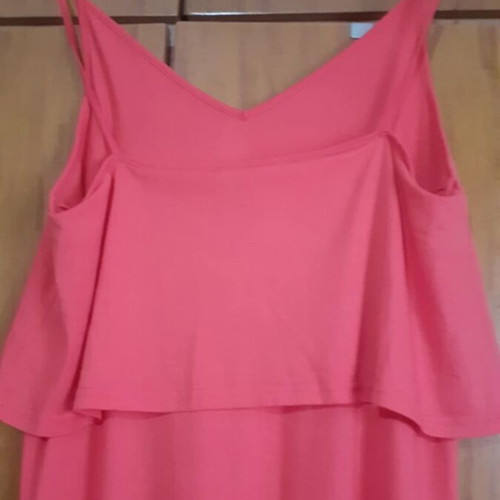 Maxi dress like new coral jersey with ruffles and thin straps