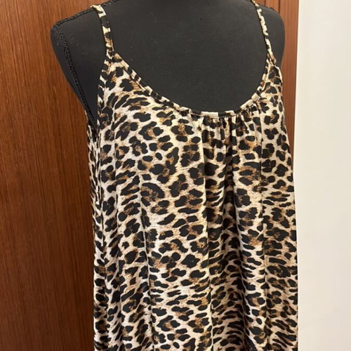 Maxi dress leopard pattern new, satin fabric, beige and brown