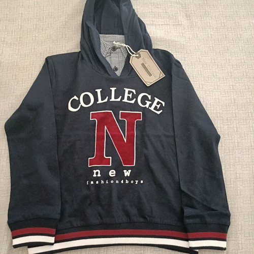New College hoodie sweatshirt with shirt detail, new, multicolor for 6 years