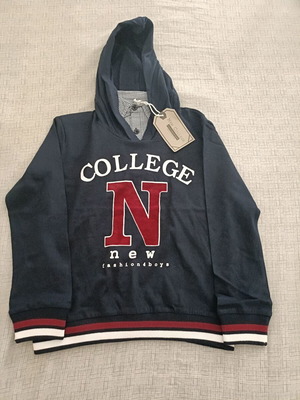 New College hoodie sweatshirt with shirt detail, new, multicolor for 6 years