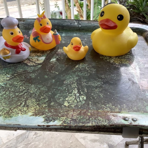 Baby bath ducks used