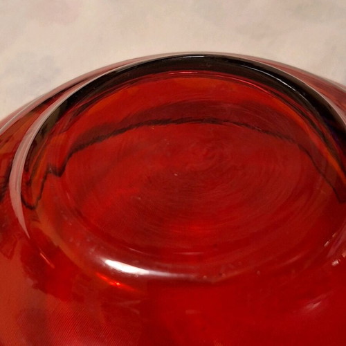 Italian vintage crystal bowl open ruby color like new