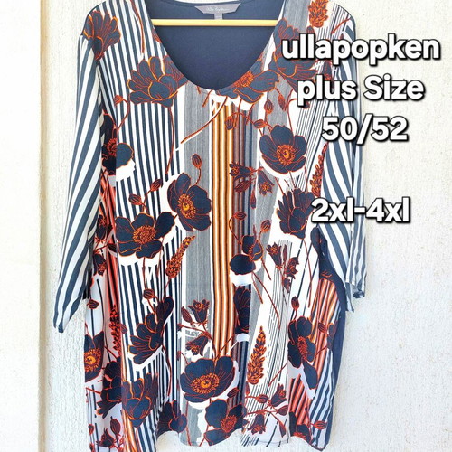 Ulla Popken floral striped tunic plus size 50/52 2XL-4XL
