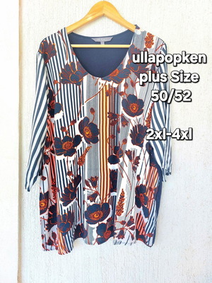 Ulla Popken floral striped tunic plus size 50/52 2XL-4XL