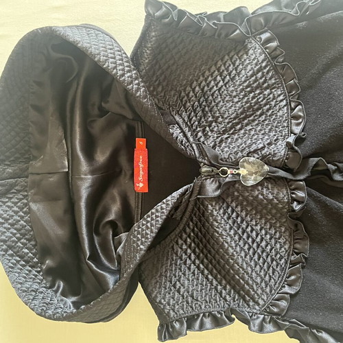 SugarFree black sleeveless vest with satin details, small to extra small