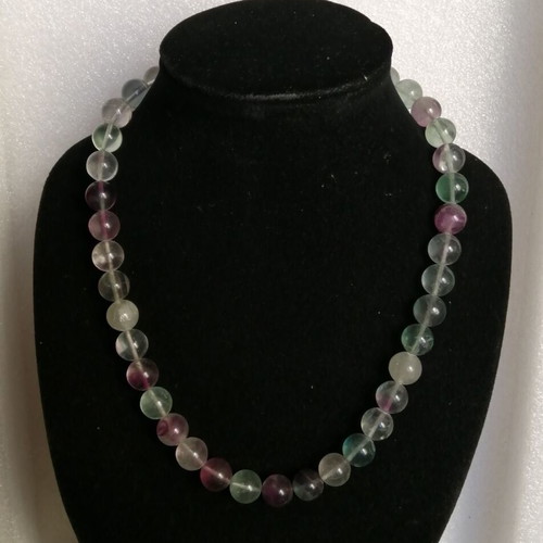 Necklace with fluorite semi-precious stones and 925 silver clasp new