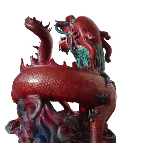 Red Dragon Ceramic Figurine vintage 60s/70s used