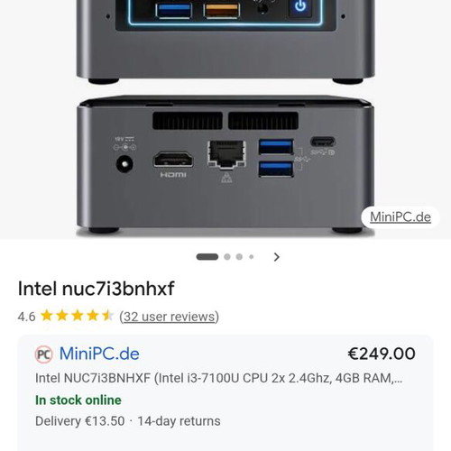 Intel NUC7i3BNH like new mini PC with 7th Gen Core i3 processor
