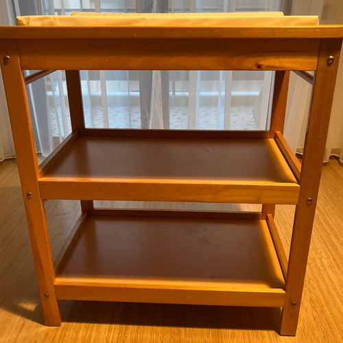 Wooden multipurpose changing table used with mattress