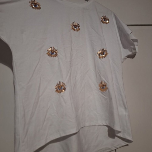 Blouse new, white with colorful eye embroidery, size XL