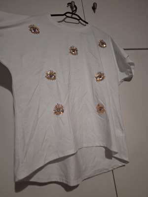 Blouse new, white with colorful eye embroidery, size XL