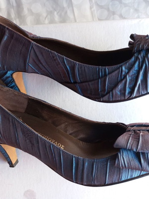 Handmade satin pumps like new, blue and purple, size 39