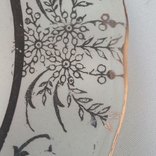 Keramikos set of 6 small plates used, porcelain with romantic design