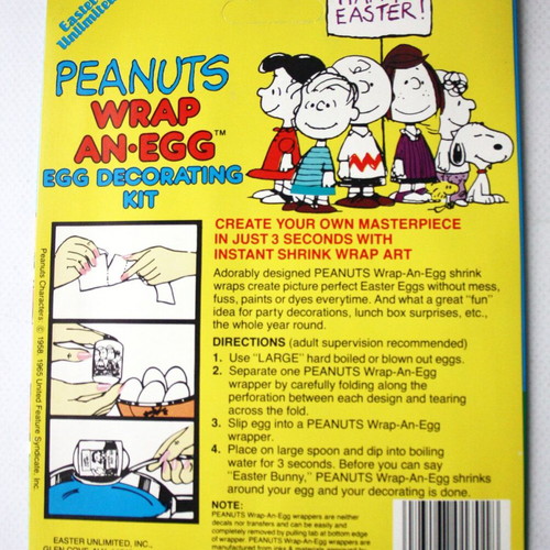 Vintage 80's Peanuts Snoopy Wrap An Egg Easter egg decorating set new