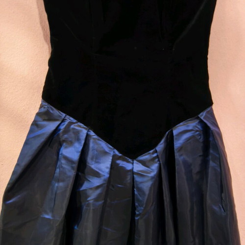 Vintage strapless dress Tzivani Athens velvet and taffeta like new