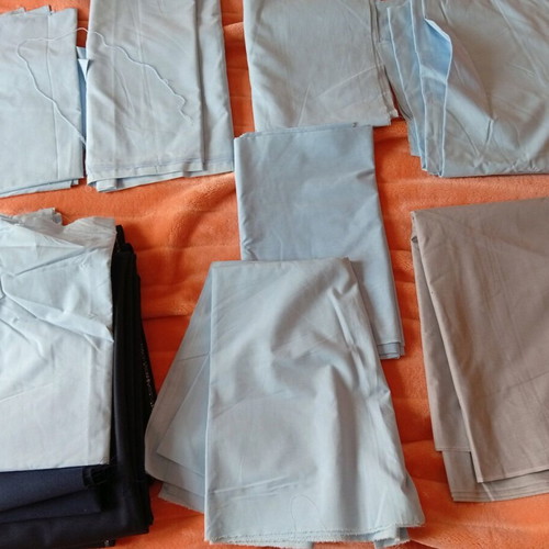 Fabric pack new, 7 blue and 1 grey for shirts or other uses