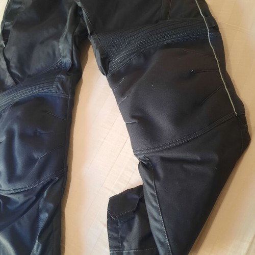Cordura motorcycle pants with knee protectors and suspenders