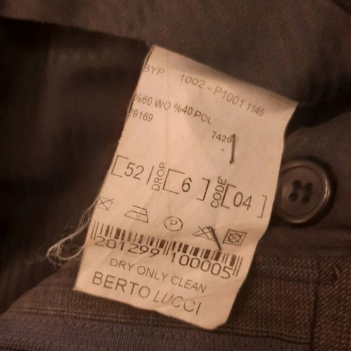 Berto Lucci suit used, gray, jacket size 52, pants size 48