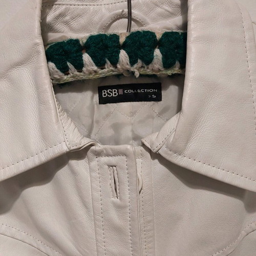BSB leather coat white like new, size S