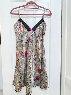 Satin Slip Dress lingerie with Animal Print and Roses new