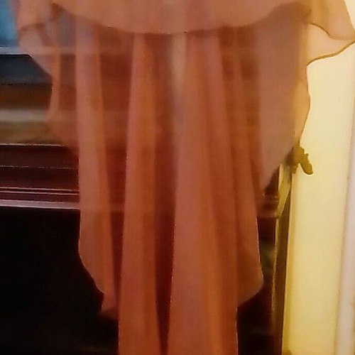 Long formal chiffon dress with shawl like new, beige-brown, size XS