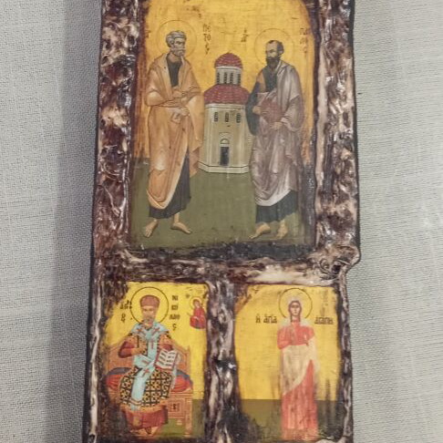 Wooden Religious Icon Composition 41x9 cm new