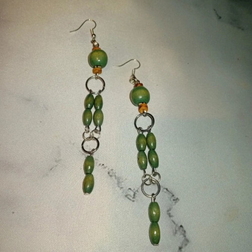 Handmade magic earrings green and silver