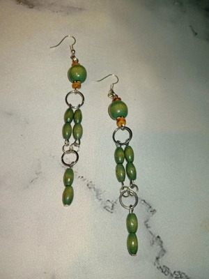 Handmade magic earrings green and silver