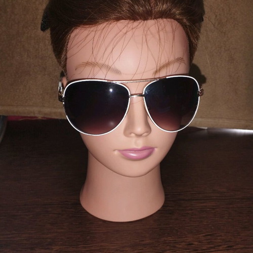 Women's sunglasses used, white with rose gold details