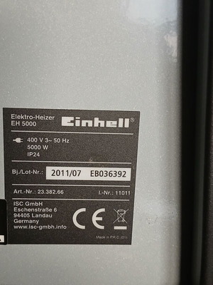 Einhell EH 5000 τριφασικός ηλεκτρικός θερμαντήρας