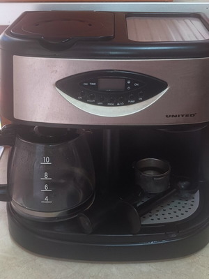 United Coffee Maker espresso and filter, like new, 1.25L, 1850W