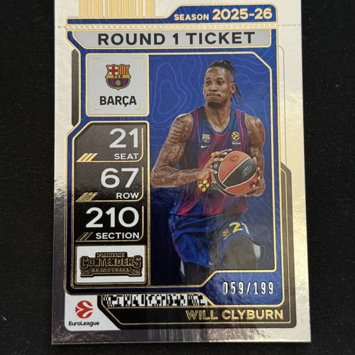 Panini Euroleague Contenders 25/26 Willy Clyburn Barcelona Round 1 Ticket card new