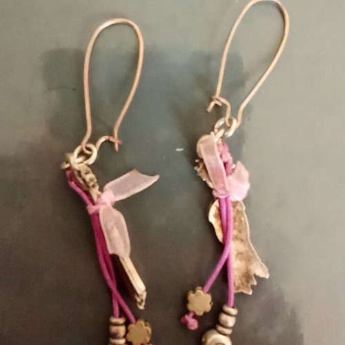 Earrings Little Prince with silver clasp like new, purple and silver