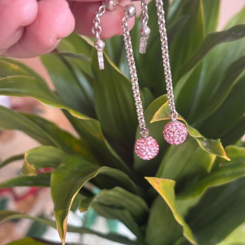 Folli Follie earrings silver color with pink zircon like new
