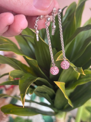 Folli Follie earrings silver color with pink zircon like new