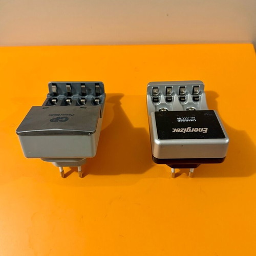 Set of 2 used battery chargers for AA, AAA and 9V