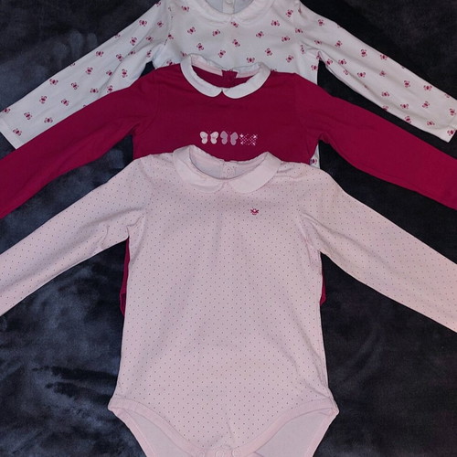 Okaidi set of 3 long sleeve bodysuits like new, size 18m/80cm