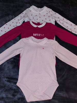 Okaidi set of 3 long sleeve bodysuits like new, size 18m/80cm