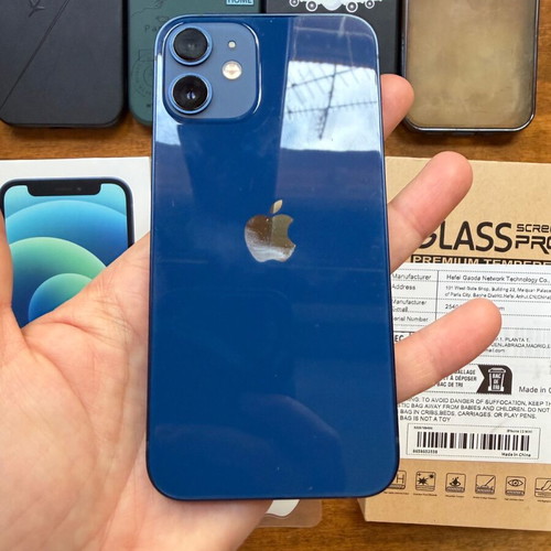 iPhone 12 mini 128GB μπλε μεταχειρισμένο με 4 tempered glass και 4 θήκες