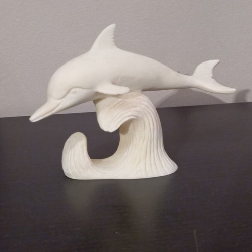 Dolphin handmade alabaster statue like new, 10x16 cm