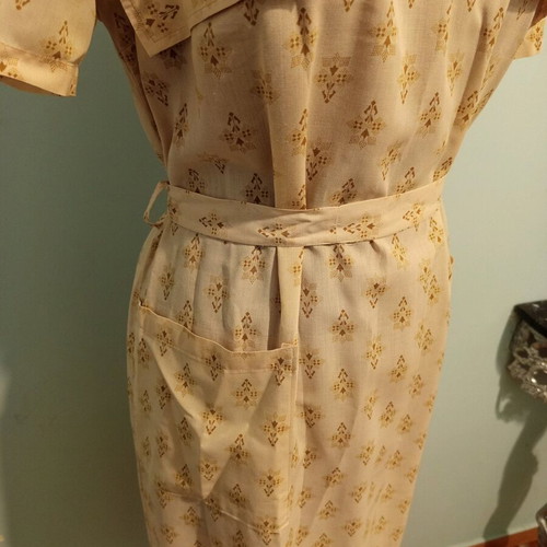 Vintage midi dress style 60's like new, beige, cotton fabric
