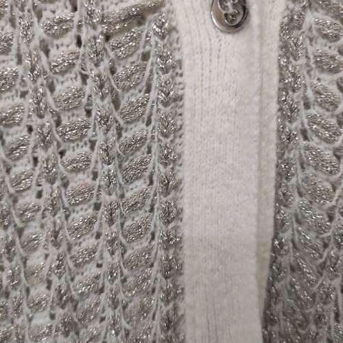 Escada cardigan used with silver thread S/M white and gray