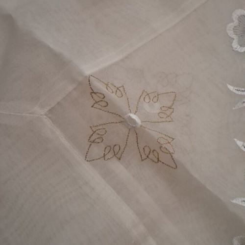 Table linens new, set of 4 with gold and silver embroidery