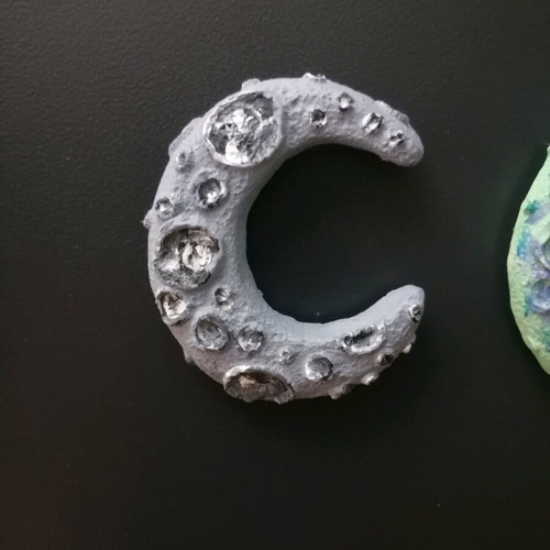 Handmade moon magnets gypsum new, painted with acrylics