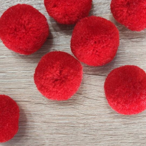Pom Pom 20mm new, pack of 10 solid colors