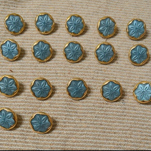 Buttons pack of 17 blue with gold trim new