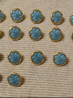 Buttons pack of 17 blue with gold trim new
